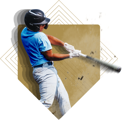 Youth boy in a baseball uniform and batting helmet swinging a baseball bat
